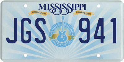 MS license plate JGS941