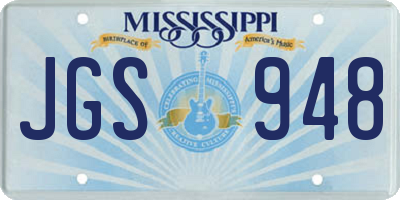 MS license plate JGS948
