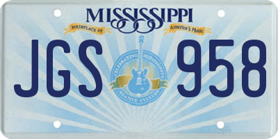 MS license plate JGS958