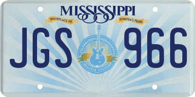 MS license plate JGS966