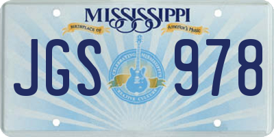 MS license plate JGS978