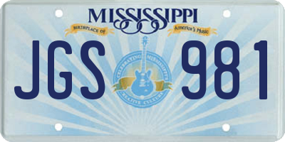 MS license plate JGS981
