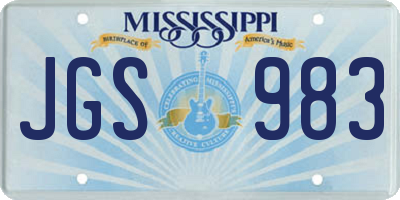 MS license plate JGS983