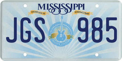 MS license plate JGS985