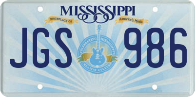 MS license plate JGS986
