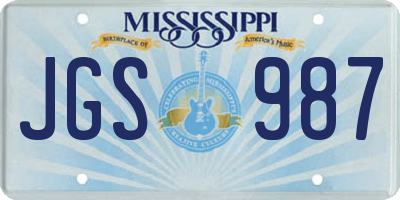MS license plate JGS987