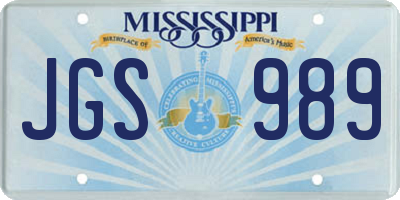 MS license plate JGS989