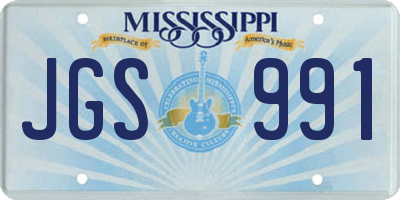 MS license plate JGS991