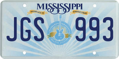 MS license plate JGS993