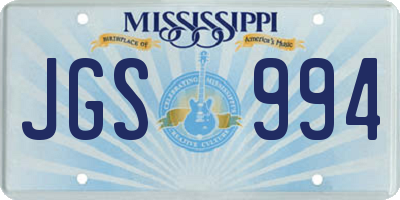 MS license plate JGS994