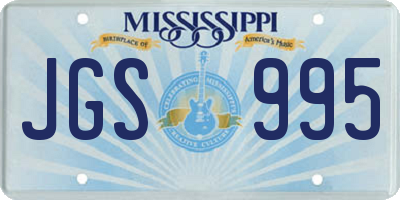 MS license plate JGS995