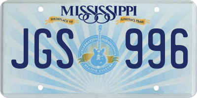 MS license plate JGS996