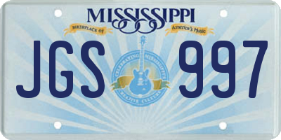 MS license plate JGS997