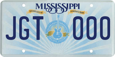 MS license plate JGT000