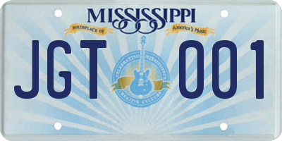 MS license plate JGT001