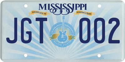 MS license plate JGT002