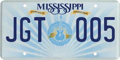 MS license plate JGT005