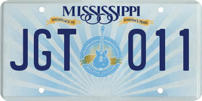 MS license plate JGT011