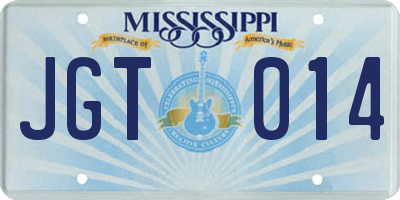 MS license plate JGT014