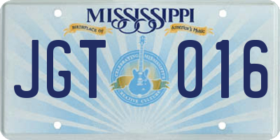 MS license plate JGT016