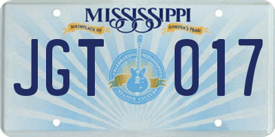 MS license plate JGT017
