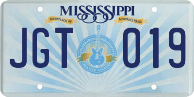 MS license plate JGT019