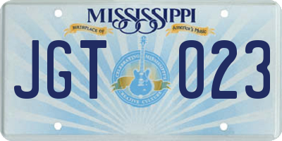 MS license plate JGT023