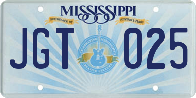 MS license plate JGT025
