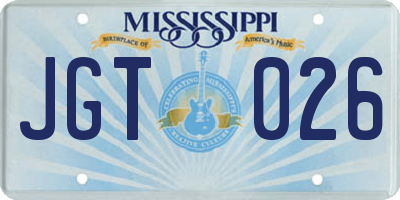 MS license plate JGT026