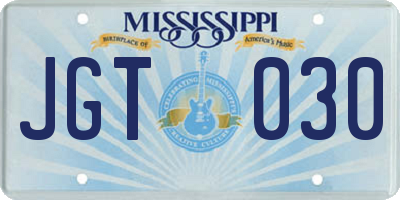 MS license plate JGT030
