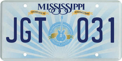 MS license plate JGT031