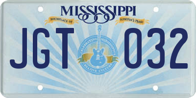 MS license plate JGT032