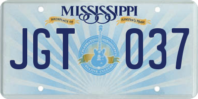 MS license plate JGT037