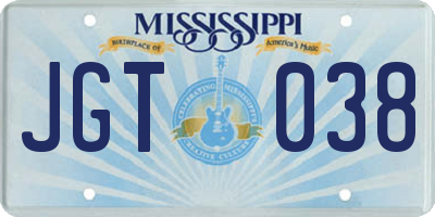 MS license plate JGT038