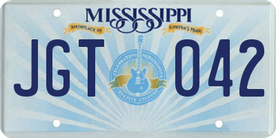 MS license plate JGT042