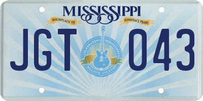 MS license plate JGT043