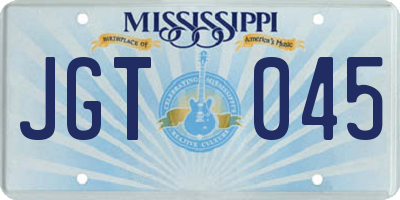 MS license plate JGT045