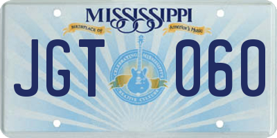 MS license plate JGT060