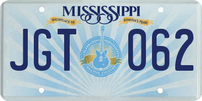 MS license plate JGT062