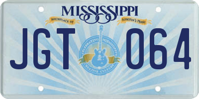 MS license plate JGT064