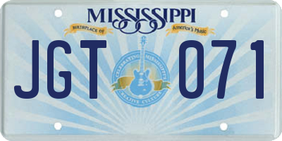 MS license plate JGT071