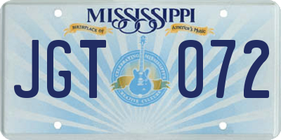 MS license plate JGT072