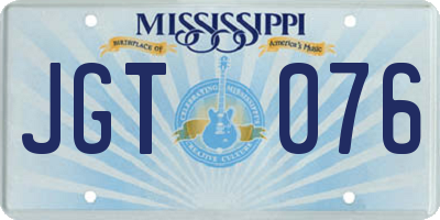 MS license plate JGT076