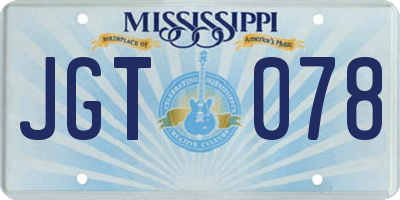MS license plate JGT078