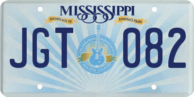 MS license plate JGT082