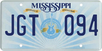 MS license plate JGT094