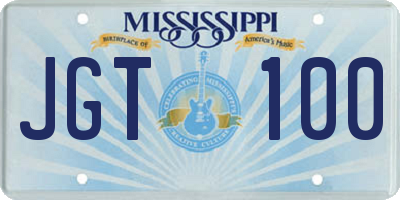 MS license plate JGT100