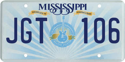 MS license plate JGT106