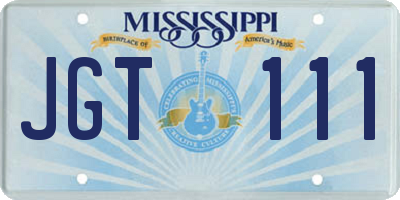 MS license plate JGT111