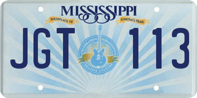 MS license plate JGT113